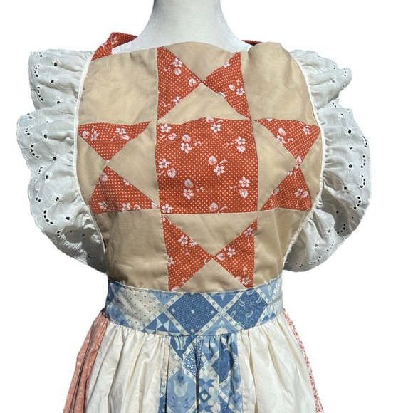 VTG Handmade Quilt Boho Prairie Patchwork Pinafore Apron Maxi Dress Hippie OOAK - Picture 2 of 14